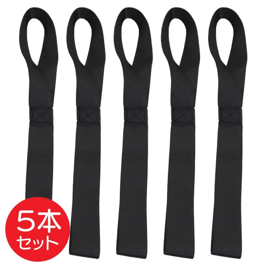 タイダウンストラップ 5本セット 2.5cm×295mm ブラック ソフトループ