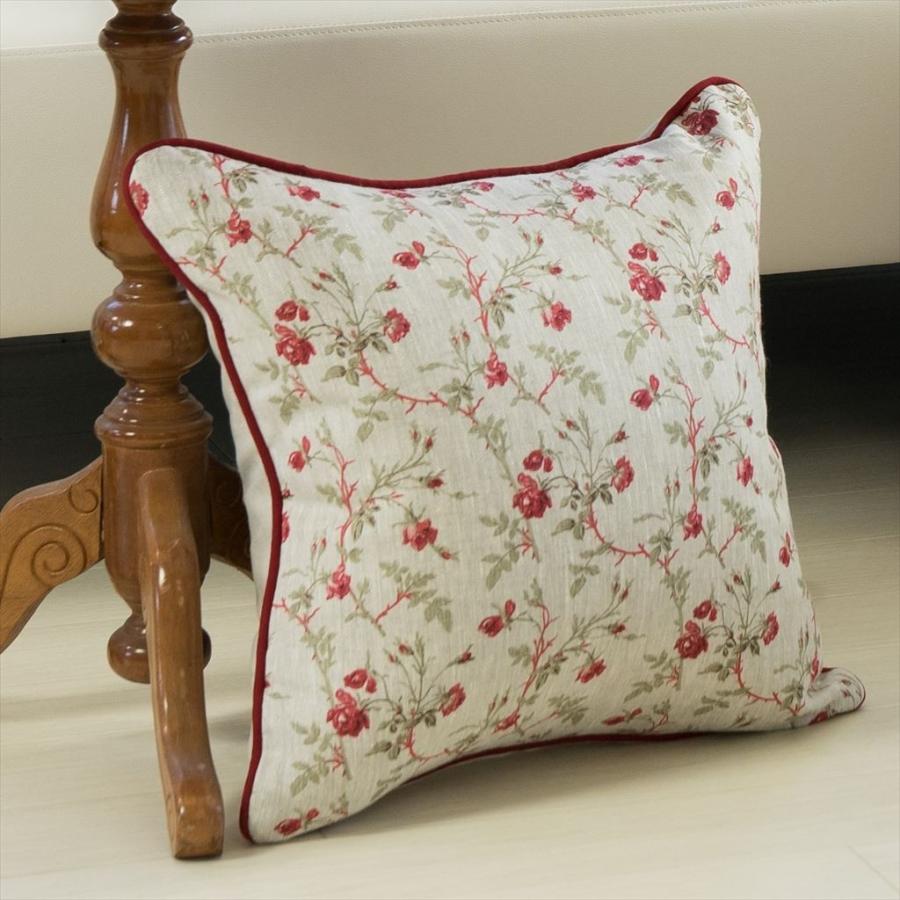 バラの花柄 クッションカバー 約45cm　ラスト1点 Out Style クッションカバー 45×45 おしゃれ 高級感 インポート