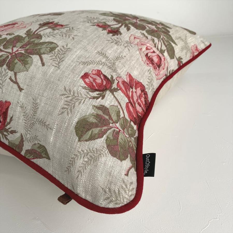 バラの花柄 クッションカバー 約45cm　ラスト1点 Out Style クッションカバー 45×45 おしゃれ 高級感 インポート