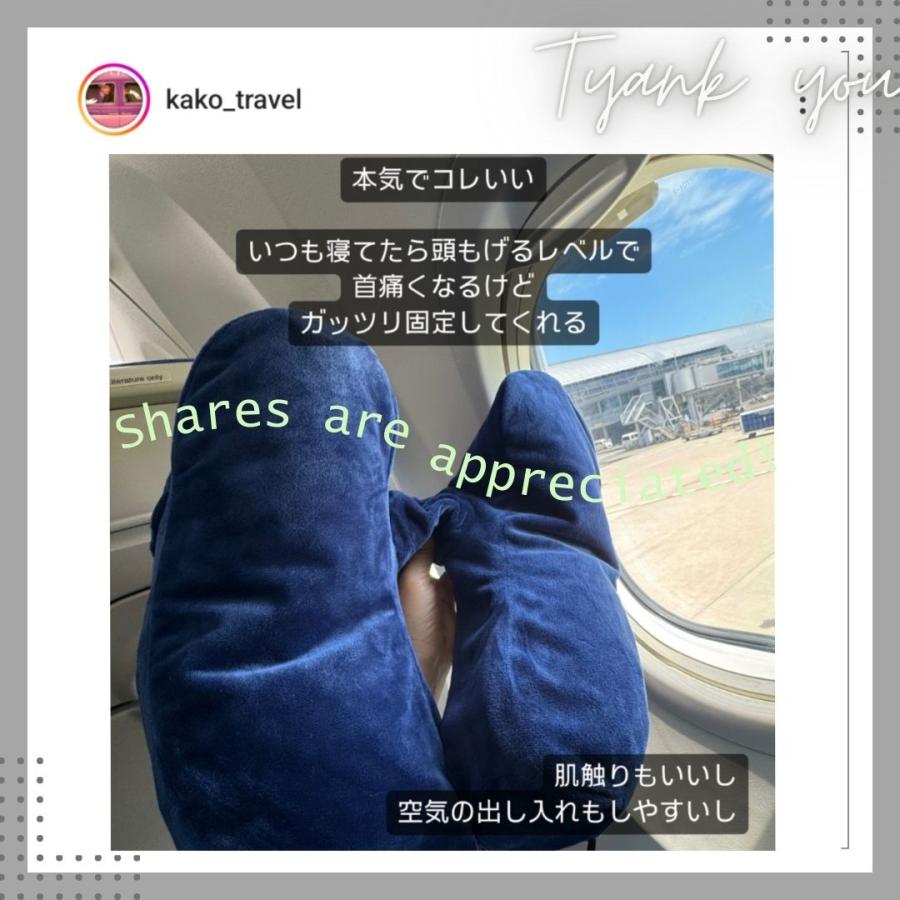 ネックピロー h型 エアー 飛行機 枕 車 子供 空気 H型 夜行バス コンパクト フード付き 折りたたみ 携帯枕 飛行機便利グッズ | ブランド登録なし | 09