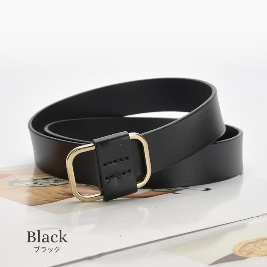 ベルト レディース 本革 穴なし おしゃれ 白 黒 革 太め 女性 スクエアバックル ゴールド シンプル サイズ調整 無段階 調節 | ブランド登録なし | 08