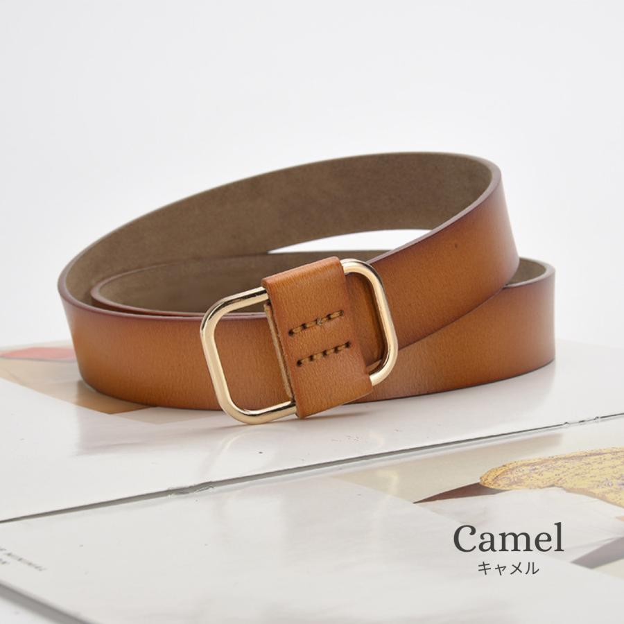 ベルト レディース 本革 穴なし おしゃれ 白 黒 革 太め 女性 スクエアバックル ゴールド シンプル サイズ調整 無段階 調節 | ブランド登録なし | 09