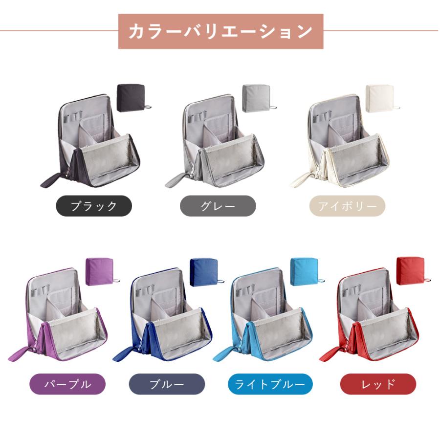 メイクポーチ 化粧ポーチ バニティ 縦型 大容量 自立 大きめ 機能的 仕切り付き ブラシ入れ バニティケース | ブランド登録なし | 07