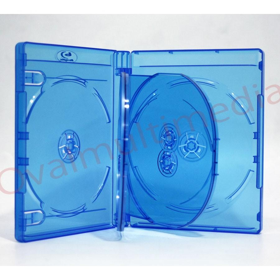 ブルーレイケース 22mm厚 6枚収納 クリアブルー 3個G Blu-rayDiscロゴ