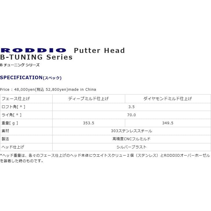 HC&レンチ付】RODDIO/ロッディオ/パター/Head B-TUNNING Series/B