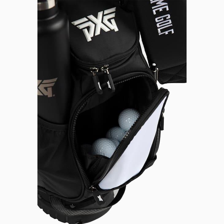 【ネームプレート付】【検品済】PXG SUNDAY STAND BAG サンデースタンドバッグ B-UGB14-FM スタンドキャディバッグ ブラックホワイト 口枠2分割｜ovdgolfshop｜06