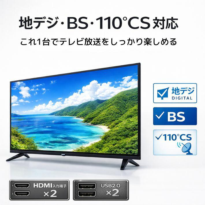 32V型 液晶テレビ 地デジ BS CS Google TV Android11 ダブルチューナー 外付けHDD録画 8TB対応 壁掛けVESA HDMI2 USB2 Wi-Fi Bluetooth FT-N3260Bの画像