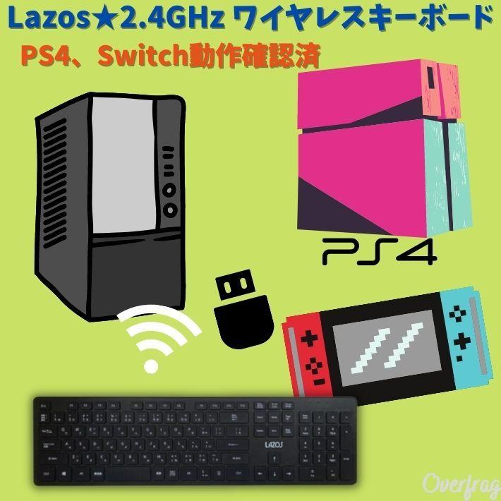 Lazos 2.4GHz ワイヤレスキーボード 清音 省エネ 無線 USBアダプター 接続 設定 簡単 フルキーボード テンキー付き｜over-frag｜03