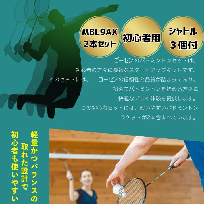 ゴーセン バドミントンラケット 2本セット ガット張り上げ済 ケース