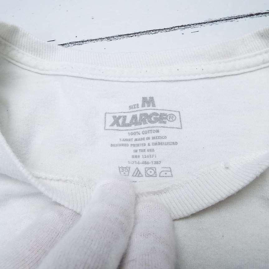 【古着男子にオススメのビッグサイズ】X-LARGE（エックスラージ）　メキシコ製　綿100％　丸首　半袖　Tシャツ｜ホワイト系｜USサイズ：M｜USED｜over30｜05