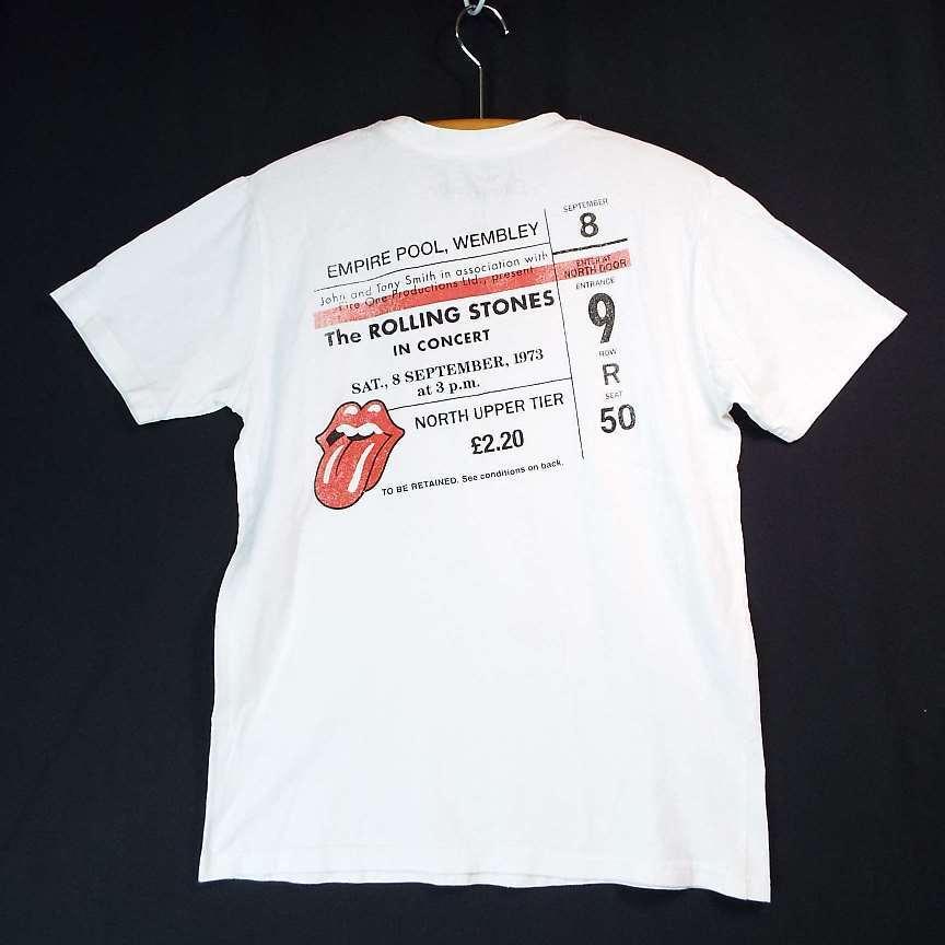 【海外バンドTシャツ】ローリングストーンズ　The Rolling Stones　ベロ・マーク　両面プリ　半袖Tシャツ｜ホワイト｜US:Sサイズ｜USED古着｜over30｜05