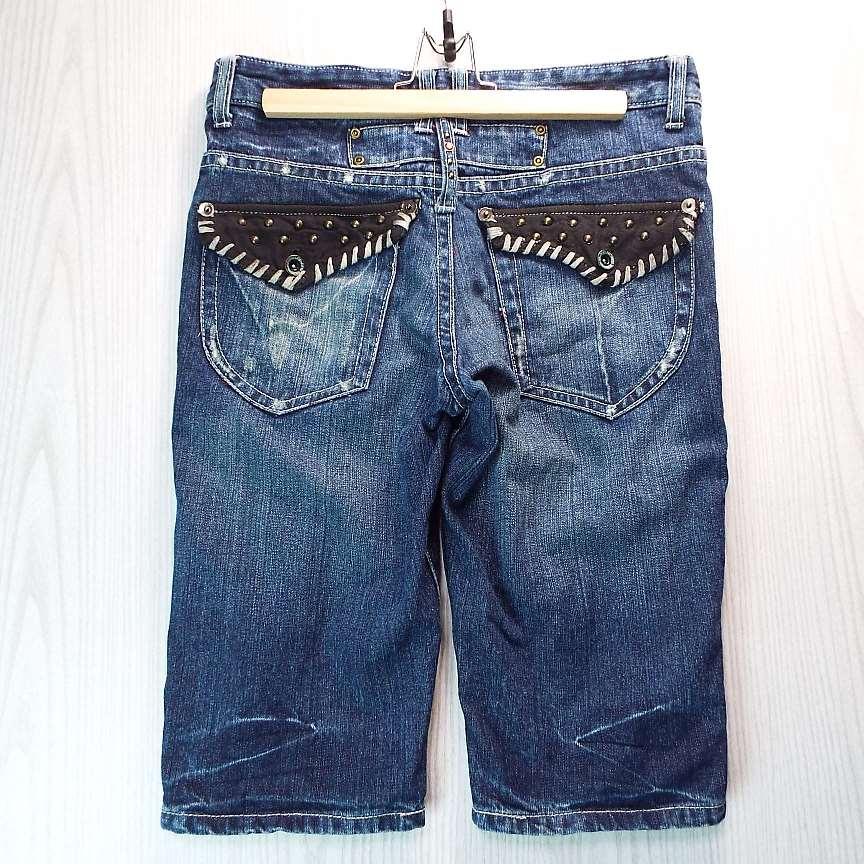 【こだわりのベルトループ】B.S RAW LIMITED EDITION ネイティブ 盾ポケット ショートパンツ 短パン デニム｜ウエスト：86cm　USED古着 |  | 02