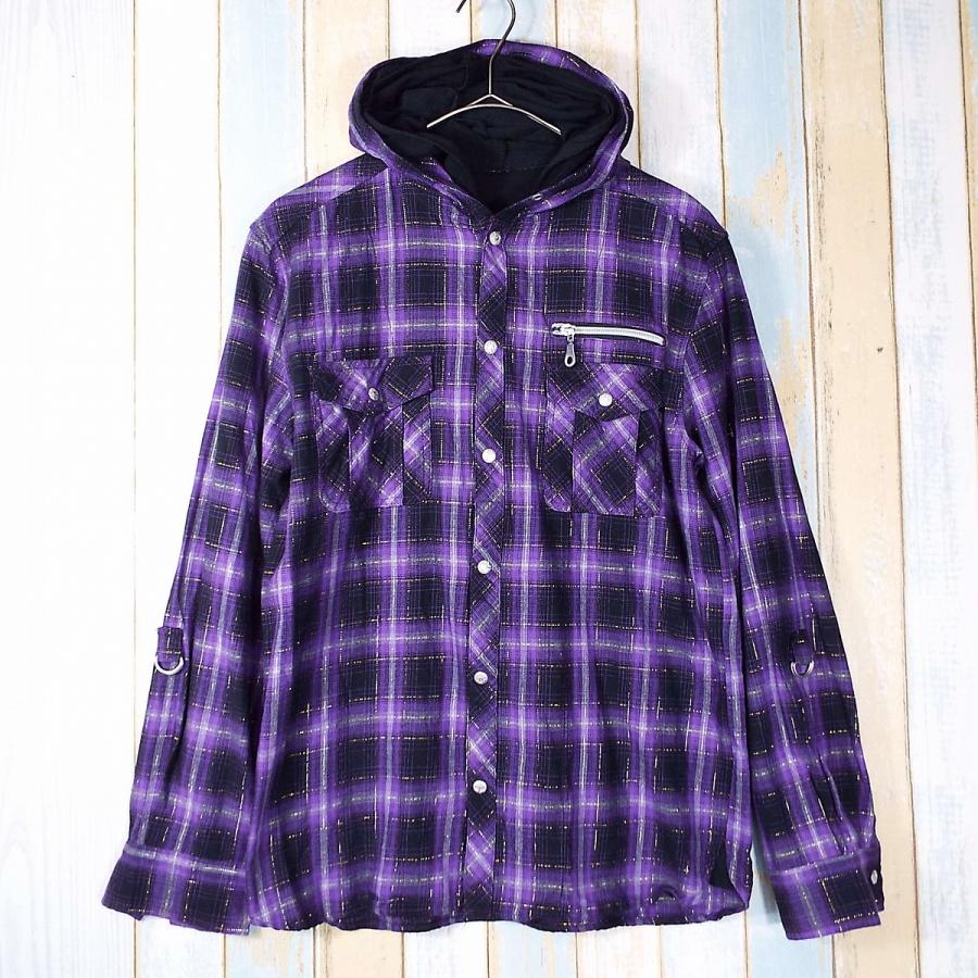 2WAYシャツ】佐藤正株式会社扱い チェック柄 フラップボタン 両胸