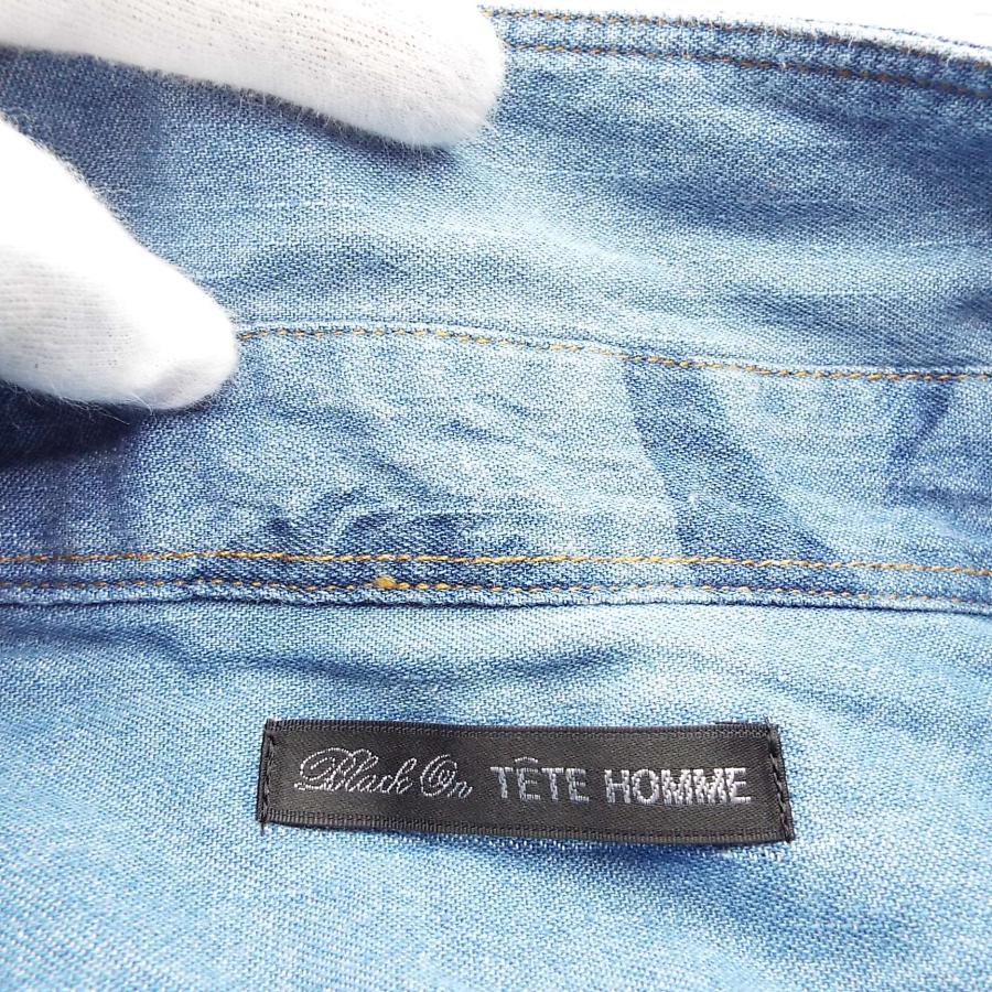 ３シーズン使える｜未使用 Black on TETE HOMME（テットオム）薄手のデニム素材　長袖シャツ サイズ：L（細身：M〜L程度） メンズファッション｜over30｜07