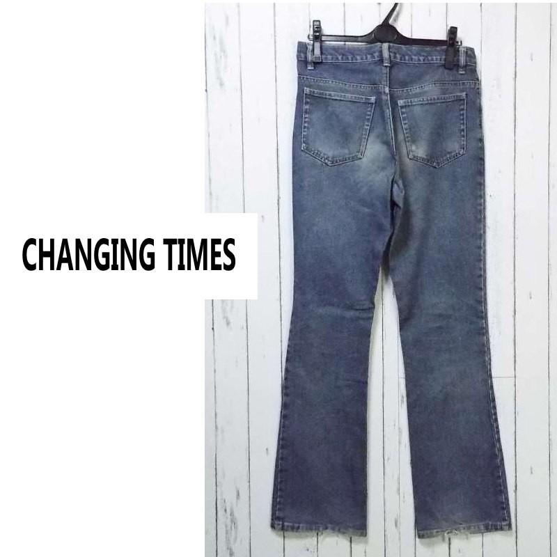 色落ち感◎　CHANGING TIMES（スクープ扱い）ストレートデニムジーンズ｜サイズ：M（ウエスト:76cm）｜USED｜古着｜ダメージデニム｜over30｜02