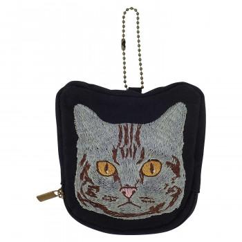 ねこ刺繍ポーチ BK F208008-15 : オーバーフラッグ - 通販 - Yahoo