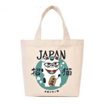 クスグルジャパン 和柄キャンバスバッグ プチトートバッグ 猫招き柄 23
