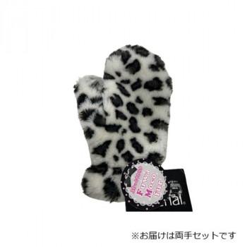 婦人用手袋 ストレッチボアミトン ヒョウ柄(大柄) 白/黒(5) 002322420