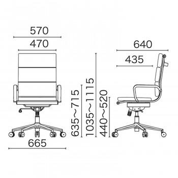 井上金庫販売 オフィス用 レザーチェア クッション付キハイバック ブラック APS-H04の画像