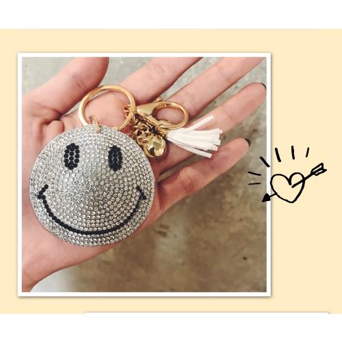 スマイル ニコちゃんチャーム アクリルストーン キラキラ キーホルダー