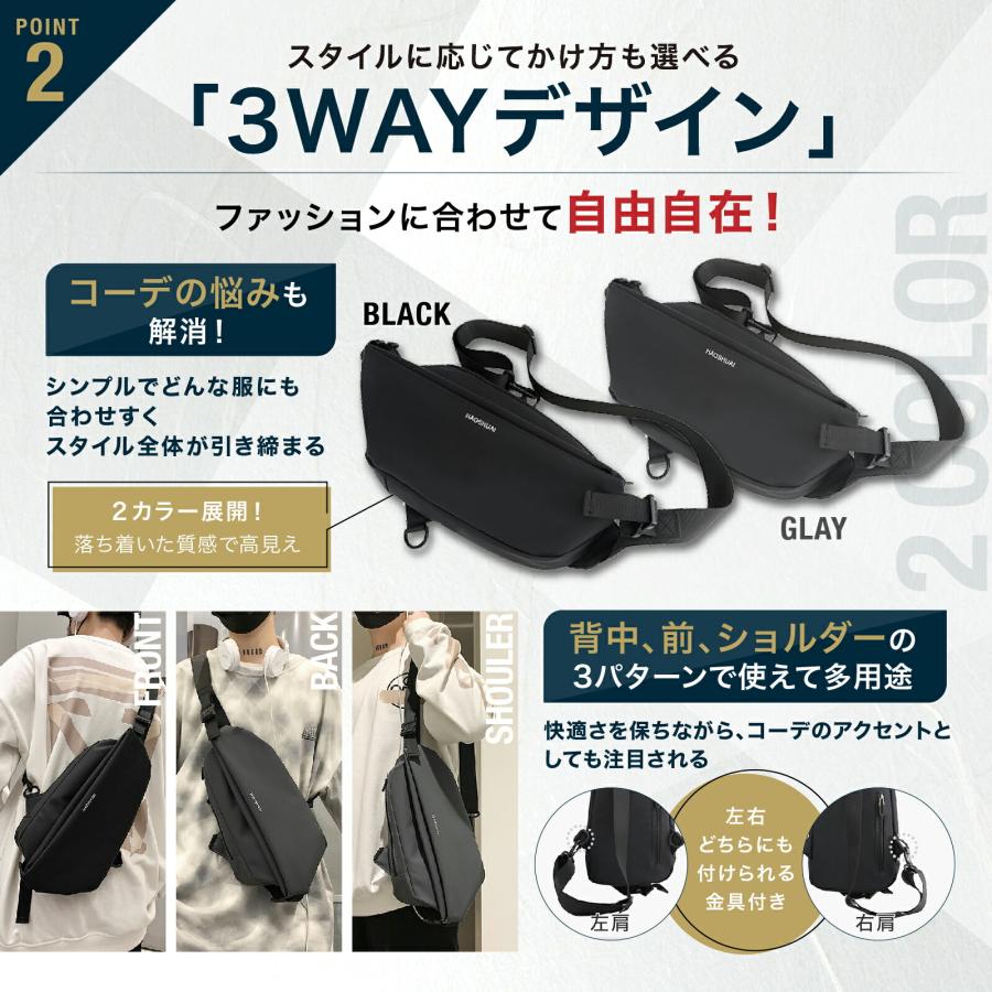 小型防水ボディバッグ メンズ レディース 軽量 斜め掛け 大容量 通勤