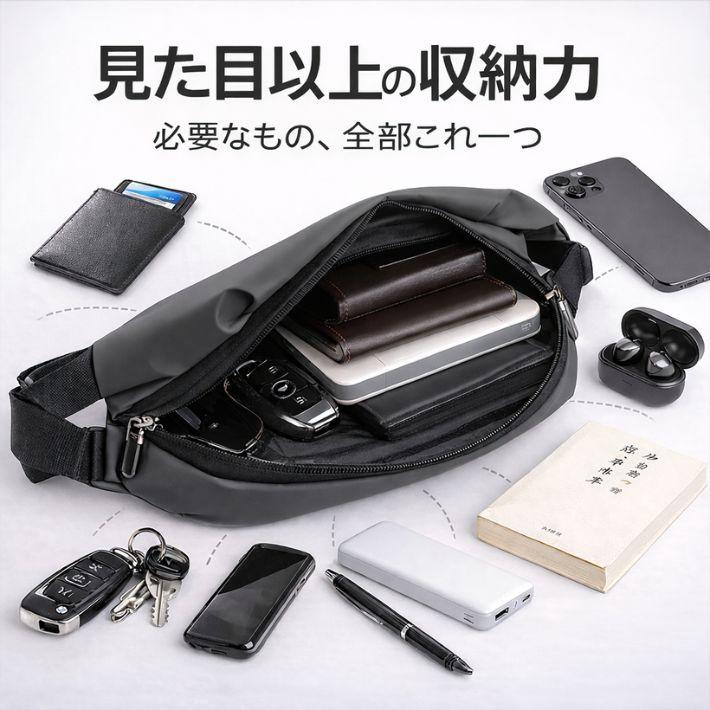 実用性 撥水 ボディバッグ メンズ 軽量 ナイロン 3WAY 斜めがけ ワン