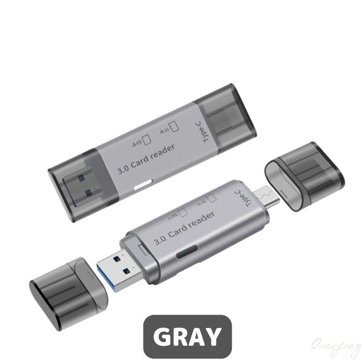 Type-C USB OTG カードリーダー ライター usb3.0 高速転送 usbハブ 2in1 sdカード microSD TFカード マイクロsdカード 小型｜overfrag-shop｜02