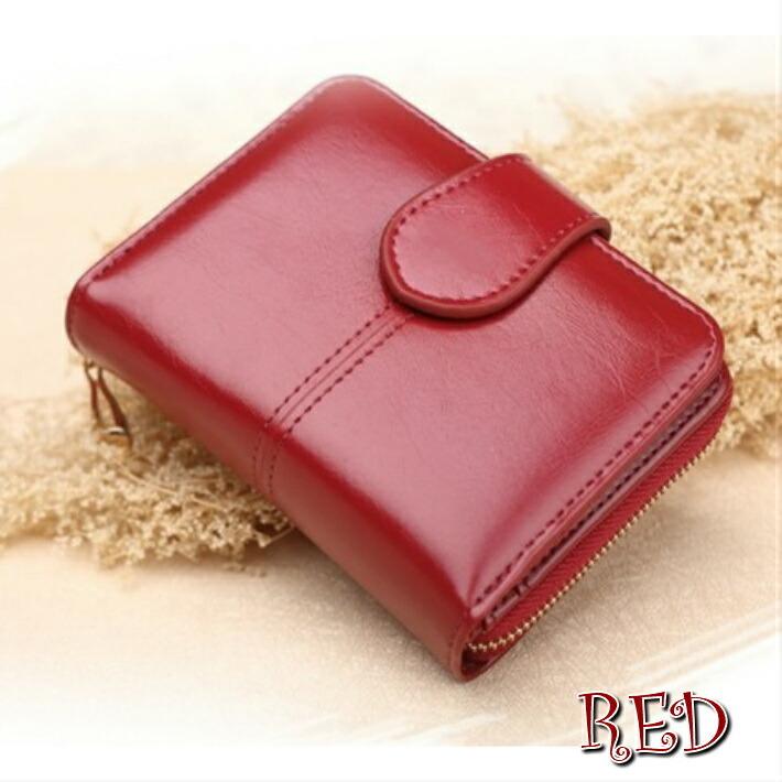【お値下げ中】Paquet レディース　レザー 二つ折り財布 赤 RafiCaro 二つ折り財布 レディース ブランド 本革 牛革 大容量