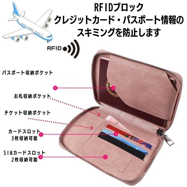 パスポートケース スキミング防止 RFID セキュリティポーチ