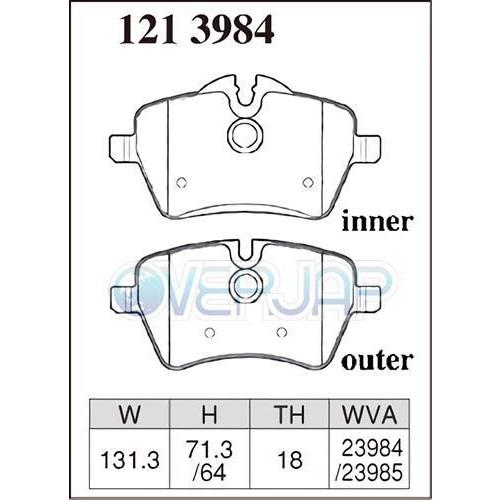 M1213984 DIXCEL Mタイプ ブレーキパッド フロント用 MINI (R50/R52/R53) RA16/RE16/RF16/RH16 2002〜 ONE/COOPER/COOPER S JCW GP KIT｜overjap2｜02