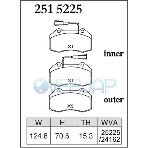 P2515225 / 2755347 DIXCEL Premium ブレーキパッド 1台分セット FIAT 500 312141/312142 2015/11〜 ABARTH 595 SCORPIO (Brembo)_1