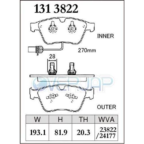 P1313822 / 1353326 DIXCEL Premium ブレーキパッド 1台分セット ベントレー CONTINENTAL BDBWR 2006/10〜2012/2 GTC 6.0 TURBO CCB車不可_1