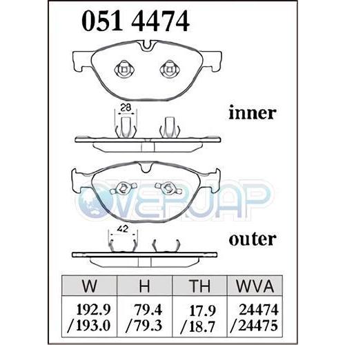 P0514474 / 0555742 DIXCEL Premium ブレーキパッド 1台分セット ジャガー F TYPE J60MA 5.0 Superc Charger V8S/V8R(SVR以外)(CCB車不可)の画像