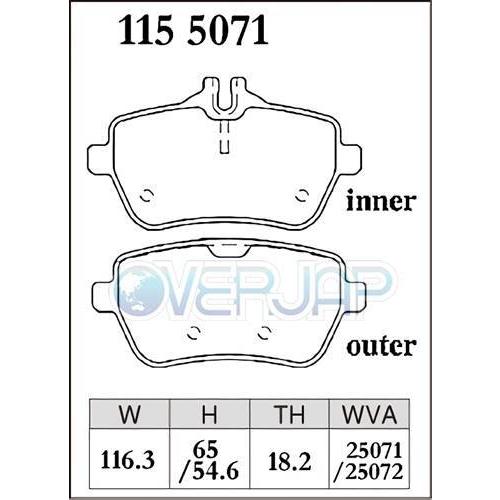 P1112113 / 1155071 DIXCEL Premium ブレーキパッド 1台分セット ベンツ W222 222004/222104 S300h/S300h LONG Exclusive/ AMG LINE 除くの画像
