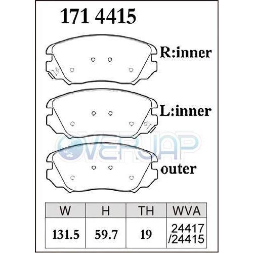P1714415 / 1754421 DIXCEL プレミアム ブレーキパッド 1台分セット サーブ 9-5 GA20 2011/3〜 2.0 TURBO FF \u0026 XWD フロント：296mm DISCの画像