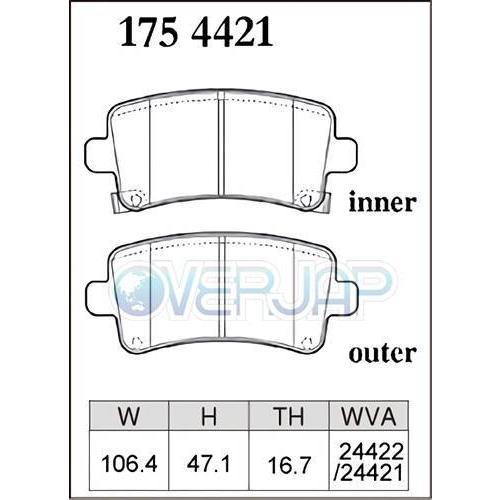 P1714415 / 1754421 DIXCEL プレミアム ブレーキパッド 1台分セット サーブ 9-5 GA20 2011/3〜 2.0 TURBO FF \u0026 XWD フロント：296mm DISCの画像