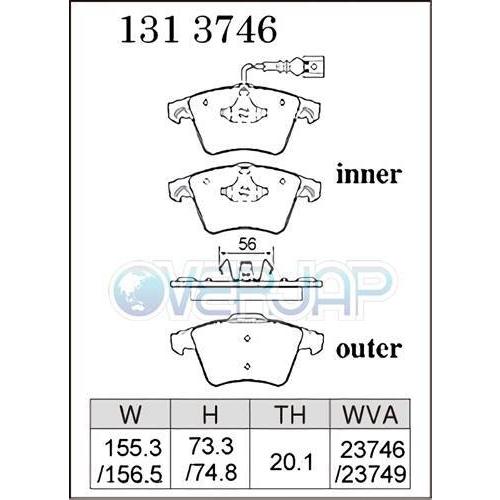 P1313746 / 1353326 DIXCEL Premium ブレーキパッド 1台分セット フォルクスワーゲン T5 MULTIVAN 1TCZD 2009/9〜 2.0 16V DT PR No.2E3の画像