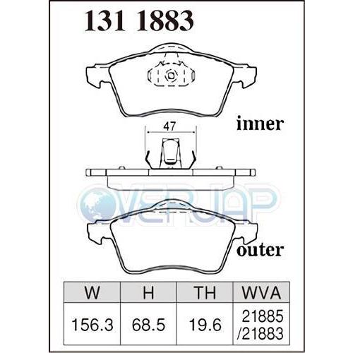 P1311883 / 1353224 DIXCEL Premium ブレーキパッド 1台分セット VW VANAGON/TRANSPORTER 70AAF/70ACU T4 MODEL Fr:ATE(280x24mm DISC)の画像