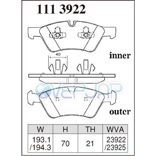 DIXCEL - M1113922 / 1153923 M手あい 打ち切りパッド 1台分仕掛ける MERCEDESBENZ(メルセデスベンツ) W164 164172C 2007/12〜2012/6 ML550