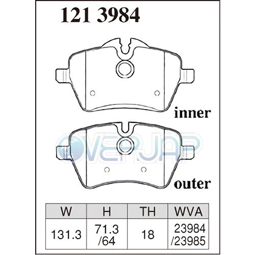 M1213984 DIXCEL Mタイプ ブレーキパッド フロント用 MINI CLUBMAN(R55) ZF16 2010/10〜2015/11 COOPE R LCI JCWSB 1POT｜overjap｜02