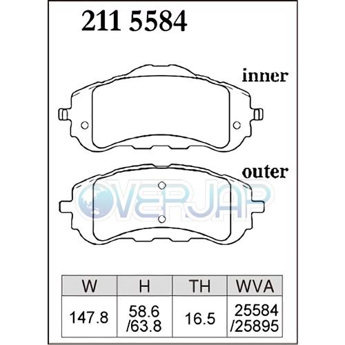 DIXCEL - M2115584 / 2155839 M印字機 うち切りパッド 1台分仕かける プジョー 308 P51HN05/P52HN05 2022/04〜 1.2 TURBO Hatchback\u0026SW