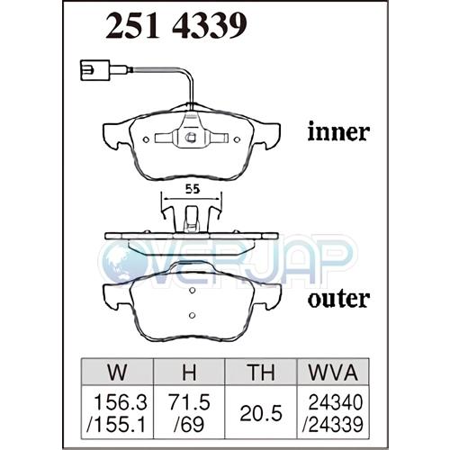 P2514339 / 2553760 DIXCEL プレミアム ブレーキパッド 1台分セット ALFAROMEO(アルファロメオ) BRERA 93922S 2006/4〜2008/3 2.2 JTS AT_1