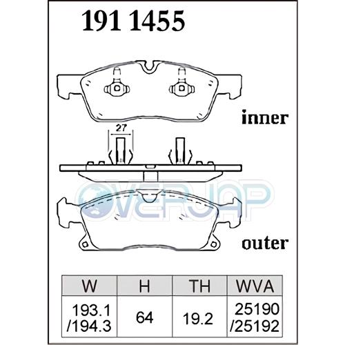 P1911455 / 1951498 DIXCEL プレミアム ブレーキパッド 1台分セット CHRYSLER/JEEP GRAND CHEROKEE WK36/WK36A/WK36T/WK36TA 2011/3〜 3.6_1