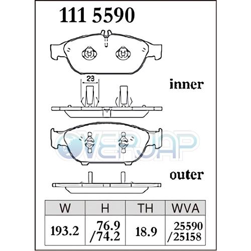 DIXCEL - P1115590 / 1154253 Premium うち切りパッド 1台分仕かける ベンツ C207(COUPE) 207373 2011/11〜2017/5 E550 4.7 V8 TURBO