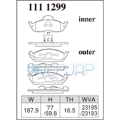 DIXCEL - P1111299 / 1153190 割り増し金 うち切りパッド 1台分仕かける メルセデスベンツ W163 163154 1997〜2003/2 ML320 車台No.〜A083268