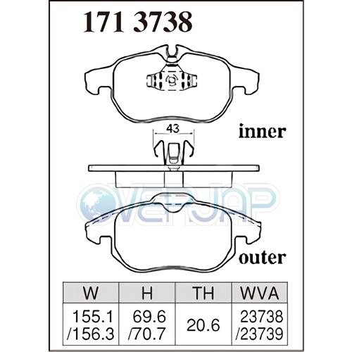 M1713738 / 0355264 DIXCEL Mタイプ ブレーキパッド 1台分セット