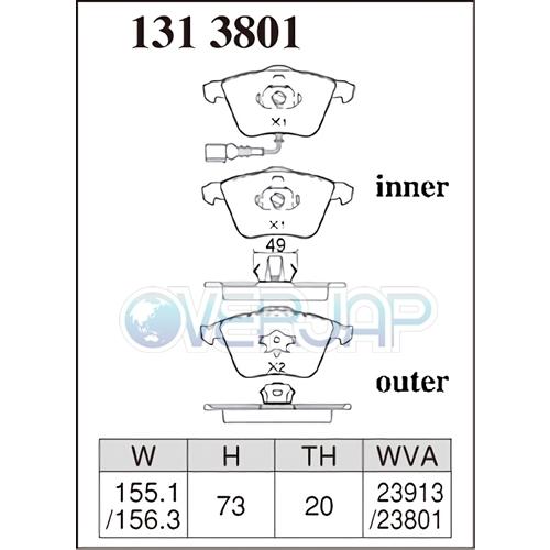 お取り置き出品 DIXCEL Z ブレーキパッド 1台分 PASSAT (B6) (SEDAN&WAGON) 3.2