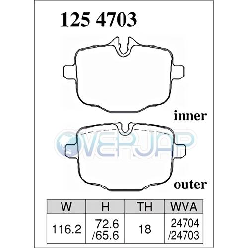 DIXCEL - Z1215900 / 1254703 Z印字機 うち切りパッド 1台分仕かける BMW G30(SEDAN) JB30 540i/540iX M SPORTS/[M PERFORMANCE BRAKE] 除く