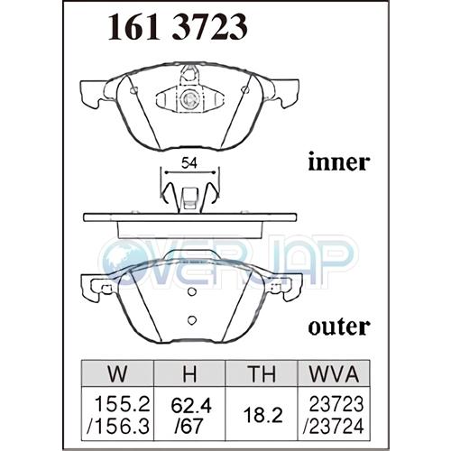 DIXCEL - Z1613723 / 0355264 Z印字機 うち切りパッド 1台分仕かける ボルボ V40 MB5204T/MB420 2013/2〜 2.0 T5 16inch Brake(300粍 DISC)
