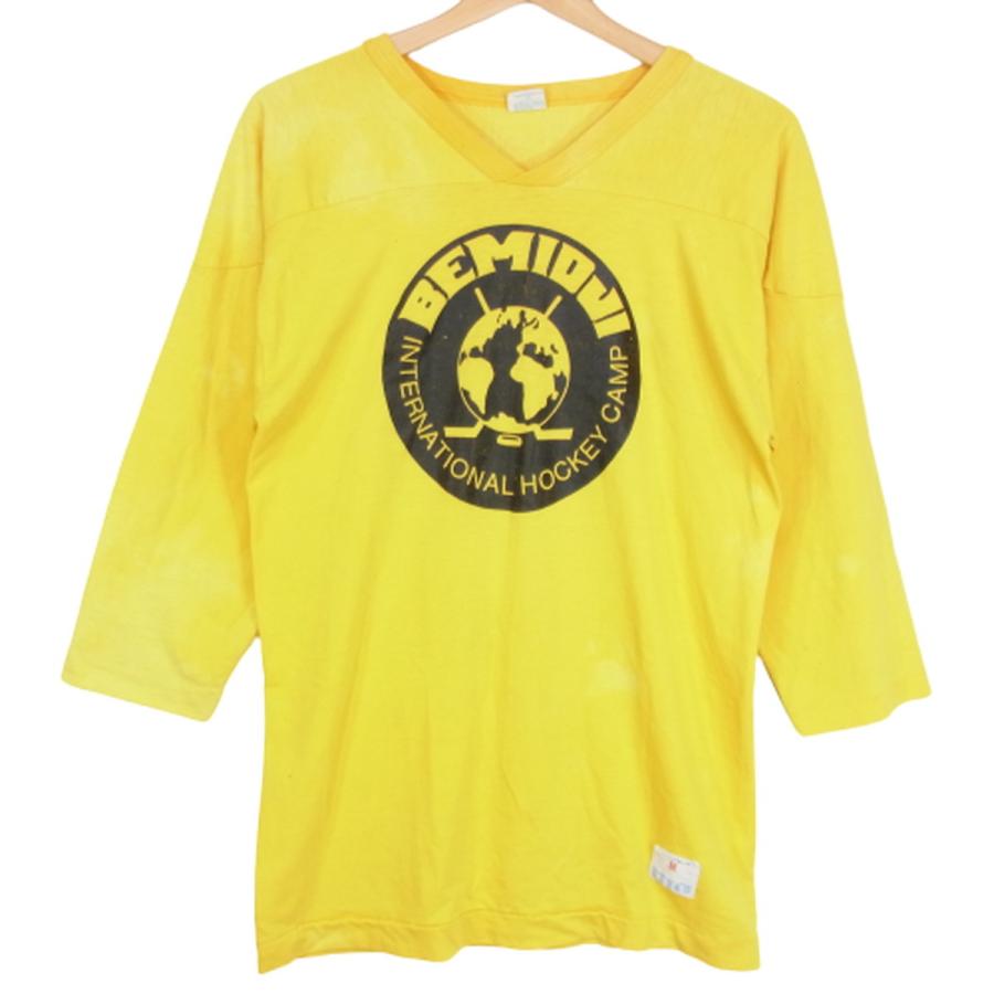 70s CHAMPION フットボールTシャツ M 黄色 バータグ チャンピオン 70s CHAMPION フットボールTシャツ M 黄色 バータグ チャンピオン